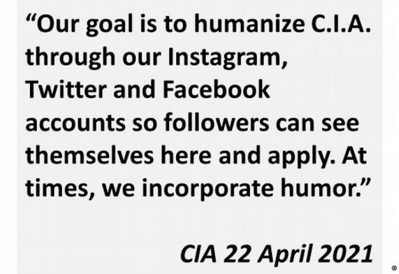 Objava CIA-e na Twitteru, 22.4.2021. - Špijuni na društvenim mrežama